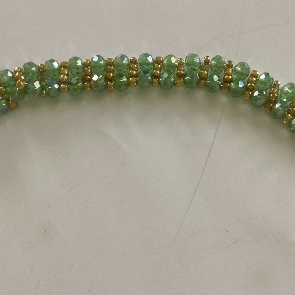 Green and Gold Beaded Bracelet